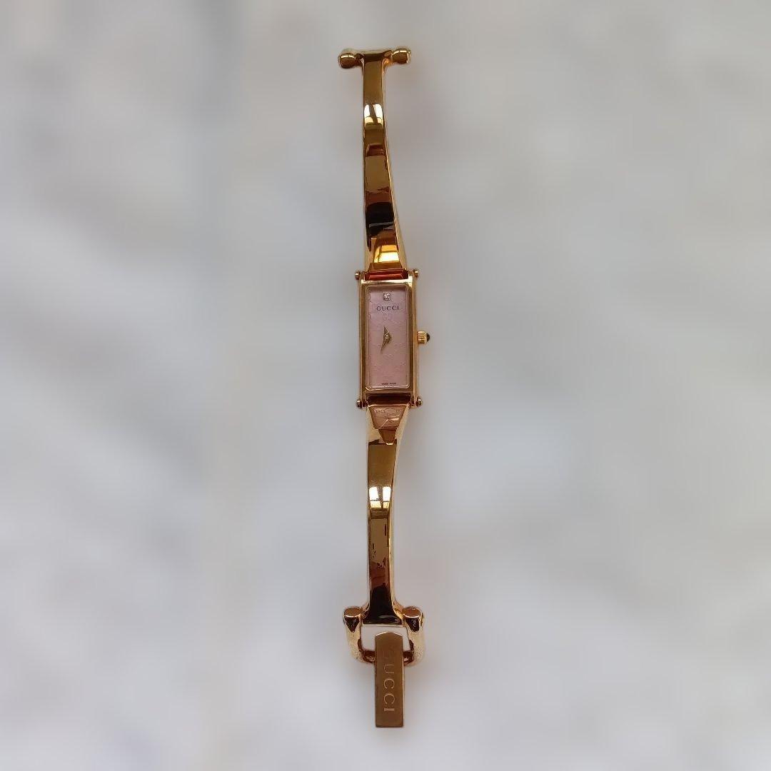 美品 グッチ 腕時計 バングルウォッチ1500L ゴールド 1Pダイヤ文字盤