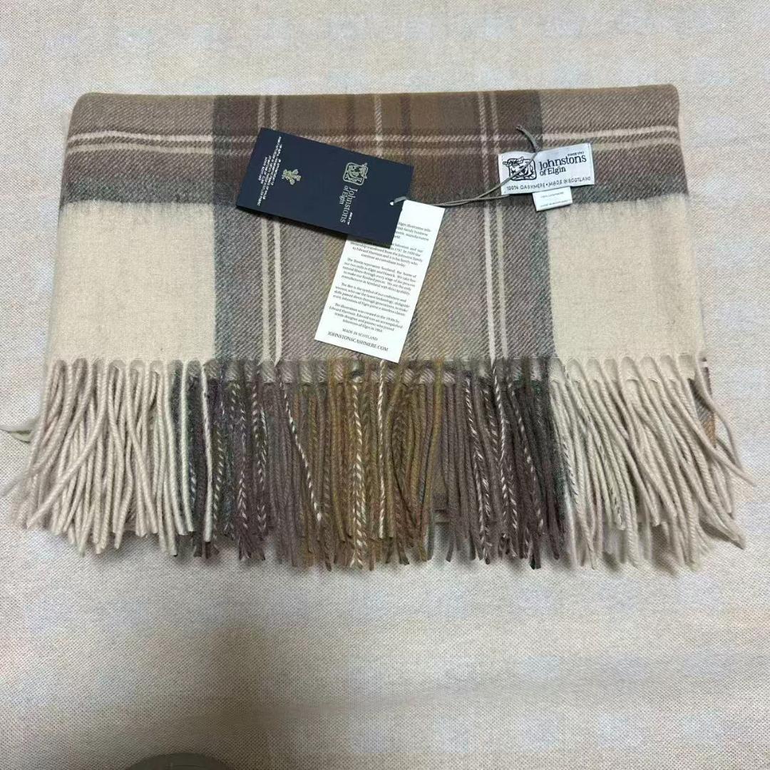 ち*る様 Johnstons ジョンストンズ カシミア 大判 チェック ストール