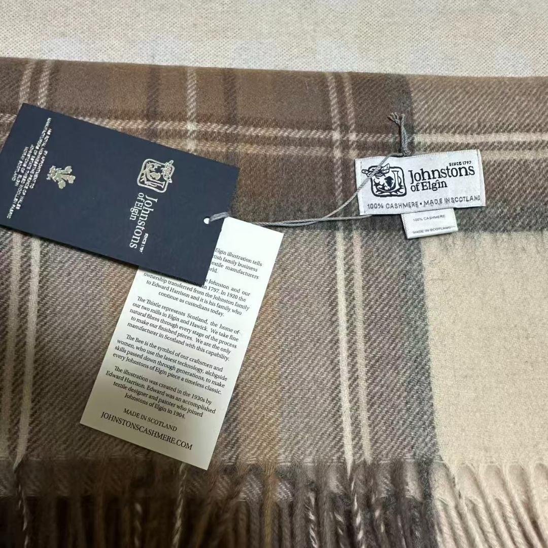 ち*る様 Johnstons ジョンストンズ カシミア 大判 チェック ストール