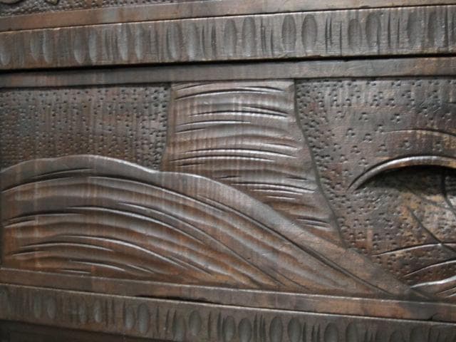 長野県 伝統工芸品 軽井沢彫り 桜 彫刻 4杯抽斗 時代箪笥/整理箪笥/チェスト