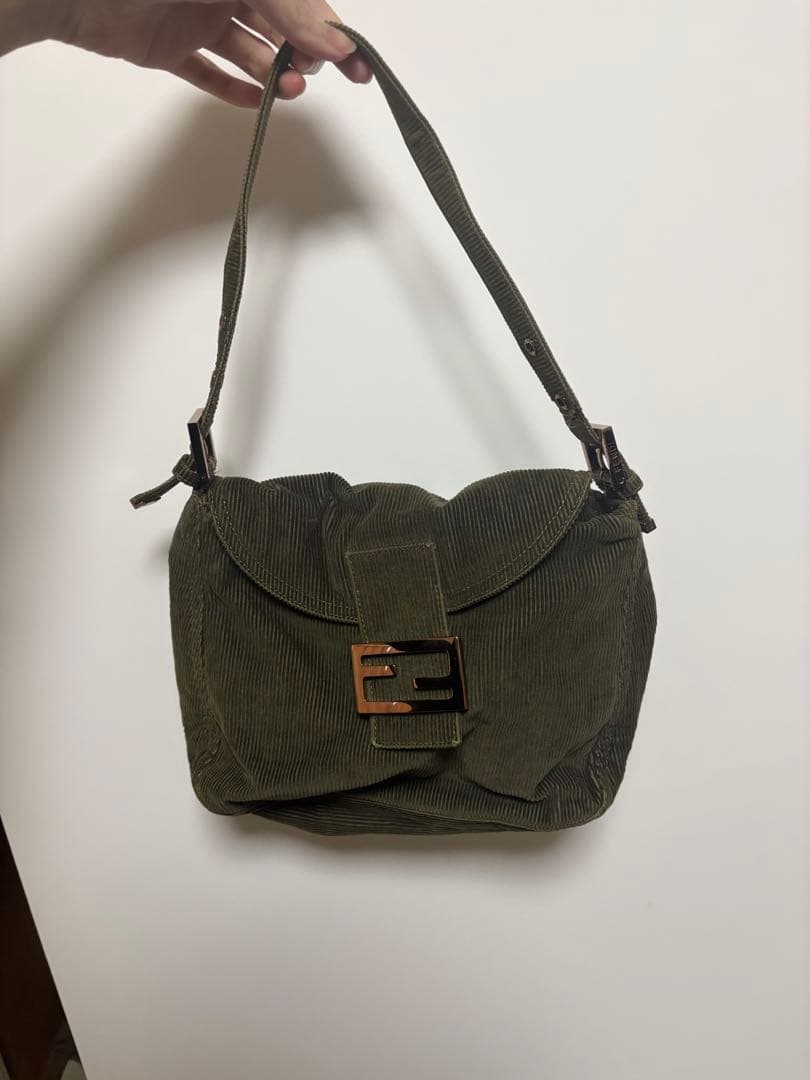 オリーブ コーデュロイ ショルダーバッグ