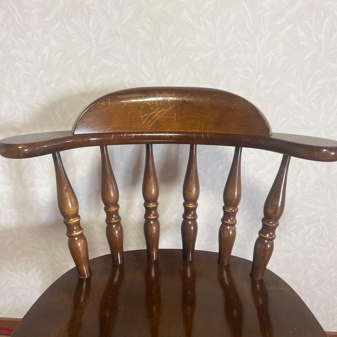 ウィンザーチェア 木製 回転チェア レトロ 回転式 ダイニングチェア ②