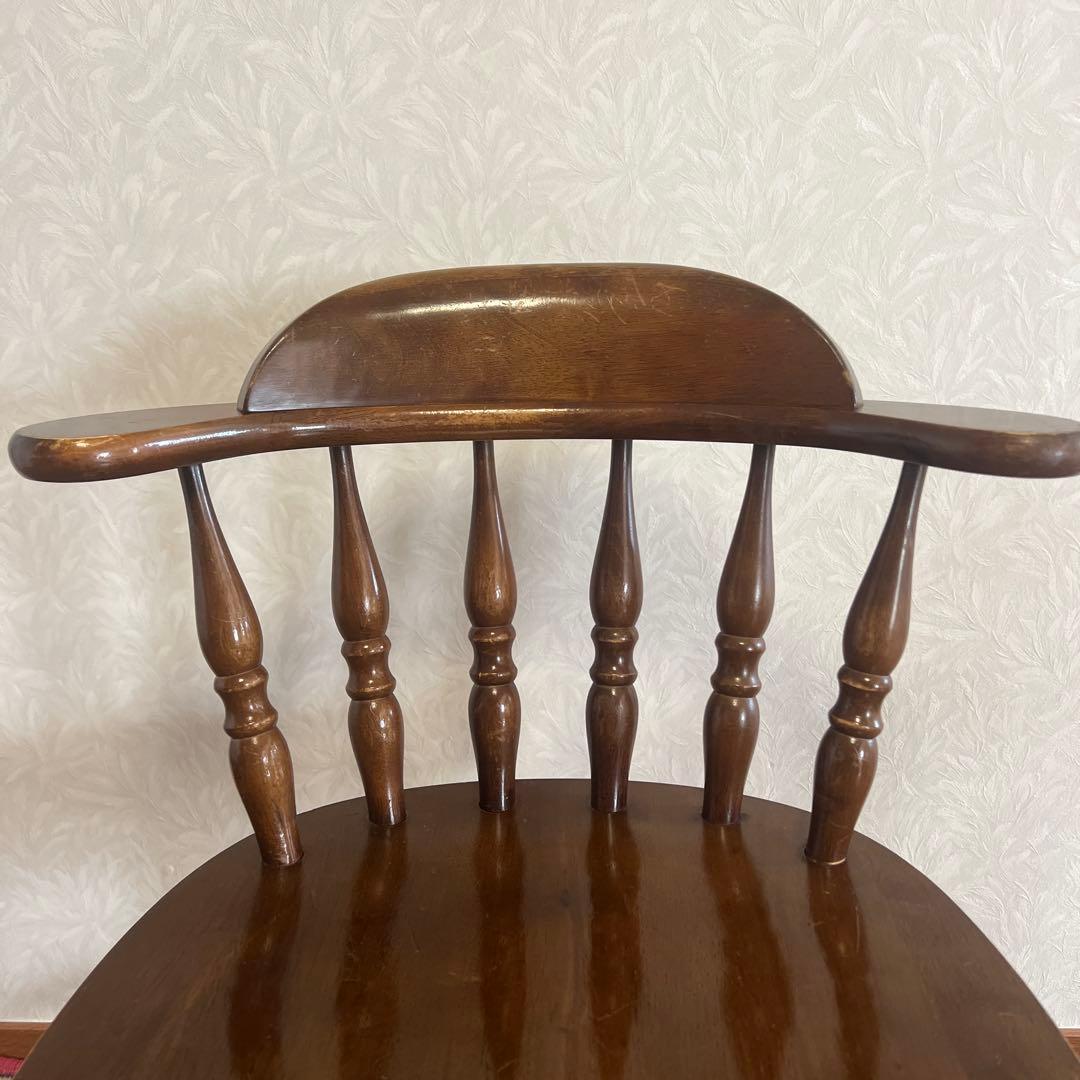 ウィンザーチェア 木製 回転チェア レトロ 回転式 ダイニングチェア ②