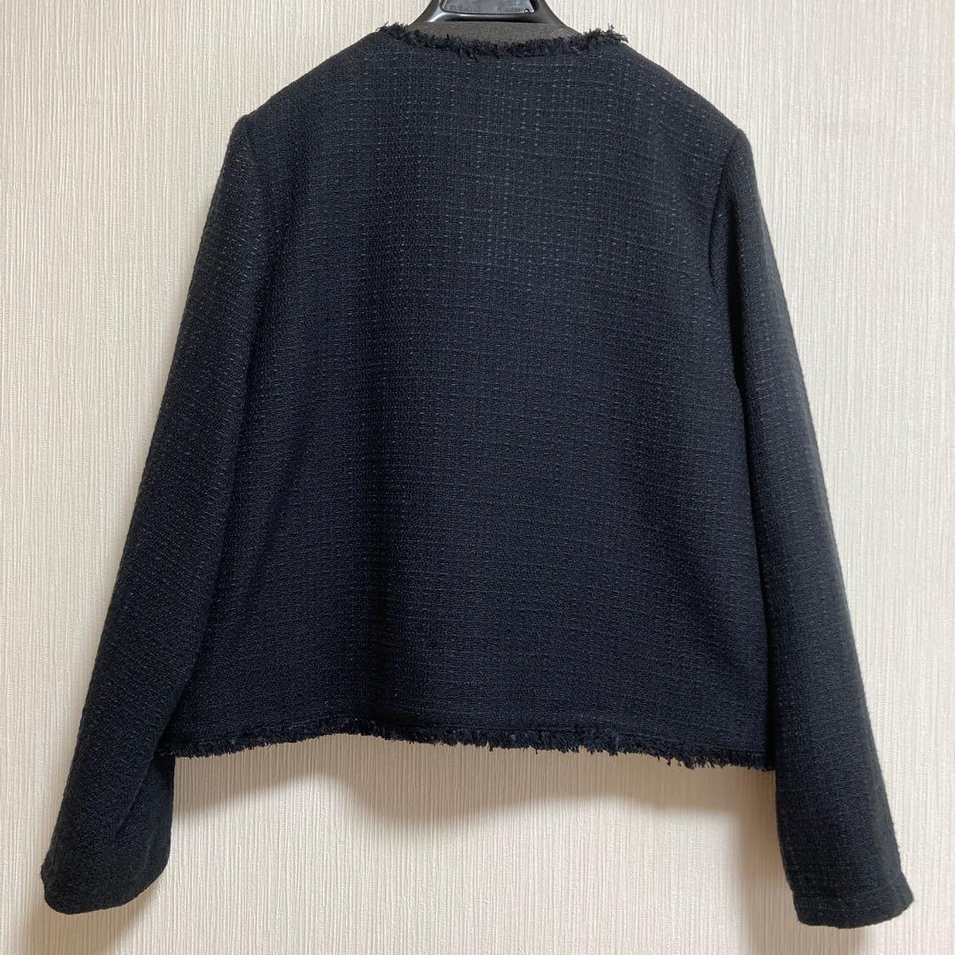 SHIPS スラブ ツイード ノーカラー ジャケット 36