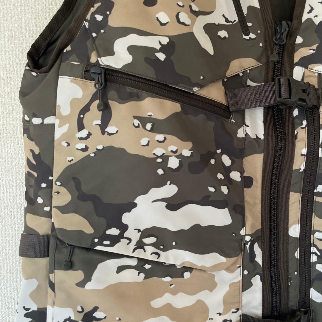 L ノースフェイス迷彩カモフラフィッシングギアメッシュベスト