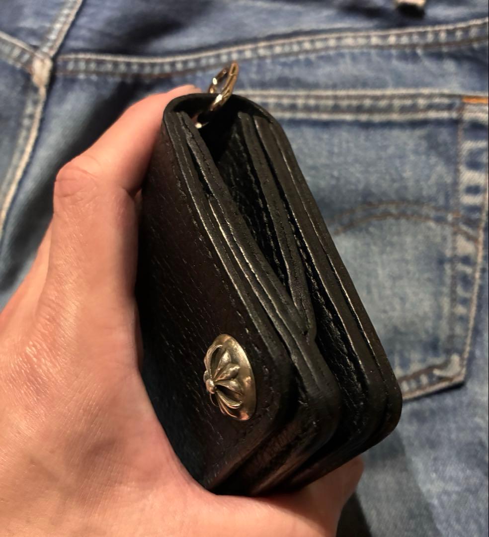 トラッカーウォレット　ミドルサイズ　シルバー925 クロスボールコンチョ　シボ革