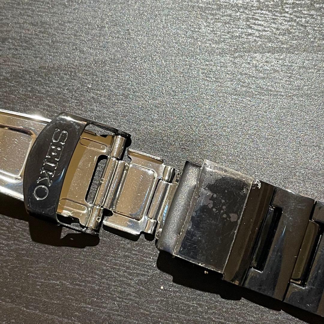 セイコー W523 SEIKO 20mm 純正ステンレスブレス　黒　ダイバーズ