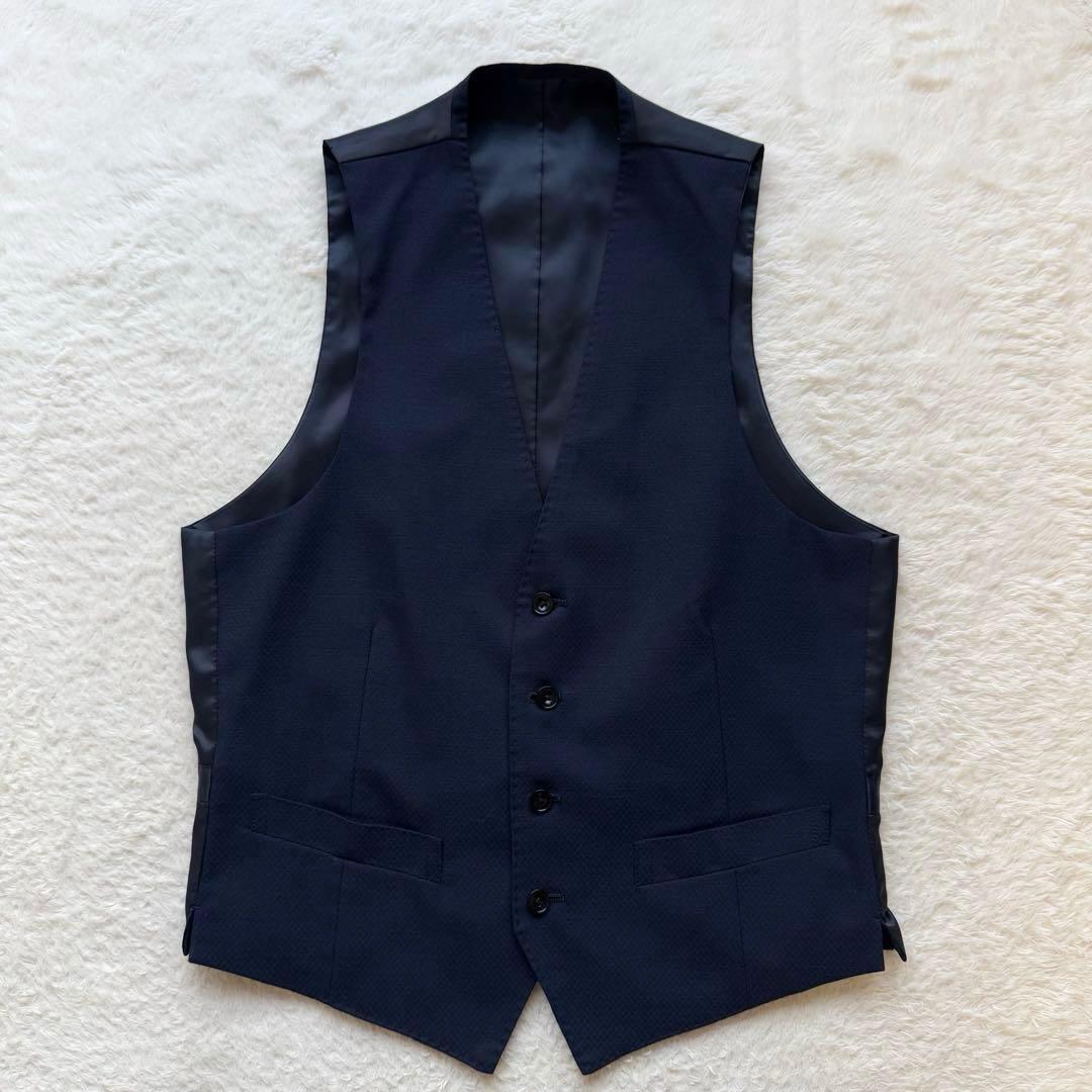 【美品】SUIT SELECTスーツセレクト　3ピース　ビジネススーツ　ネイビー