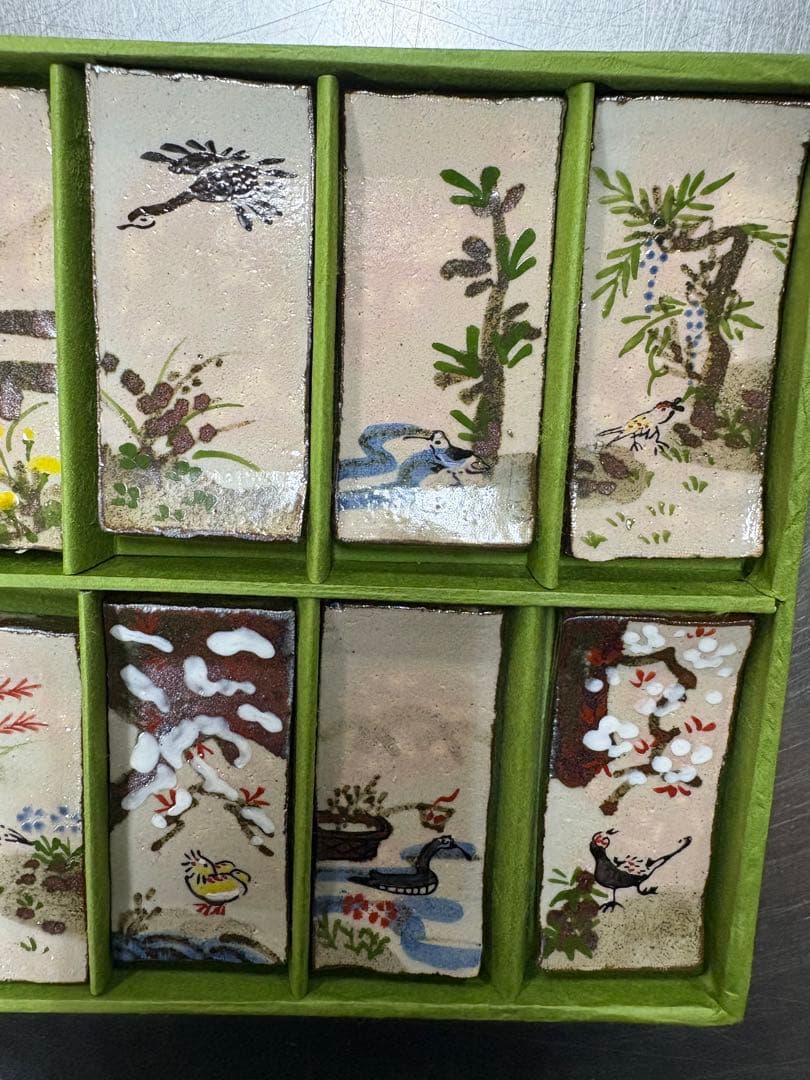 8/10までの出品　京焼　箸置揃　花鳥乾山十二月　晴山　江田晴山