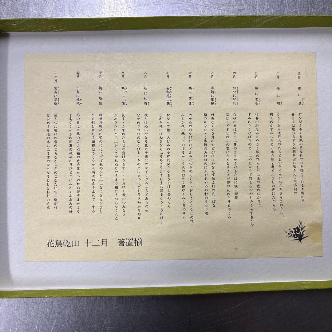 8/10までの出品　京焼　箸置揃　花鳥乾山十二月　晴山　江田晴山