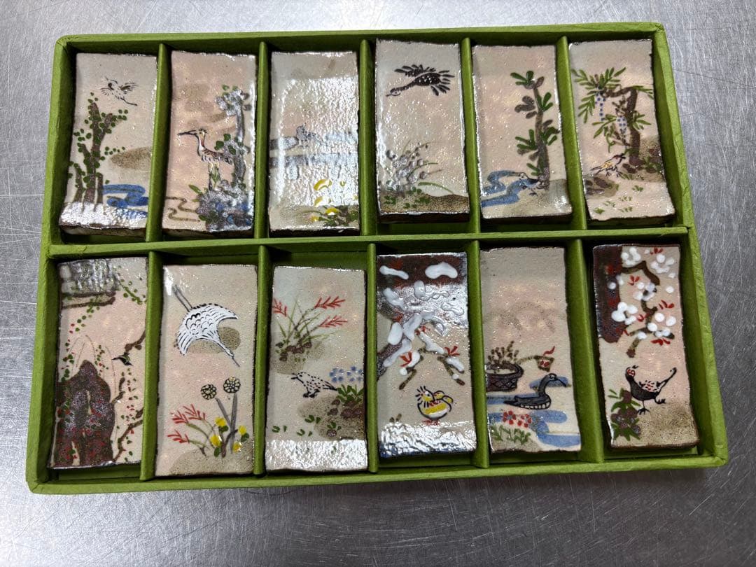 8/10までの出品　京焼　箸置揃　花鳥乾山十二月　晴山　江田晴山