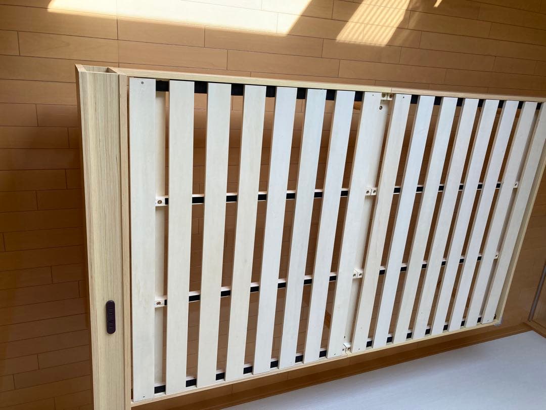 【そら】セミダブルベッド すのこ棚 コンセント付 高さ調整 天然木パイン材