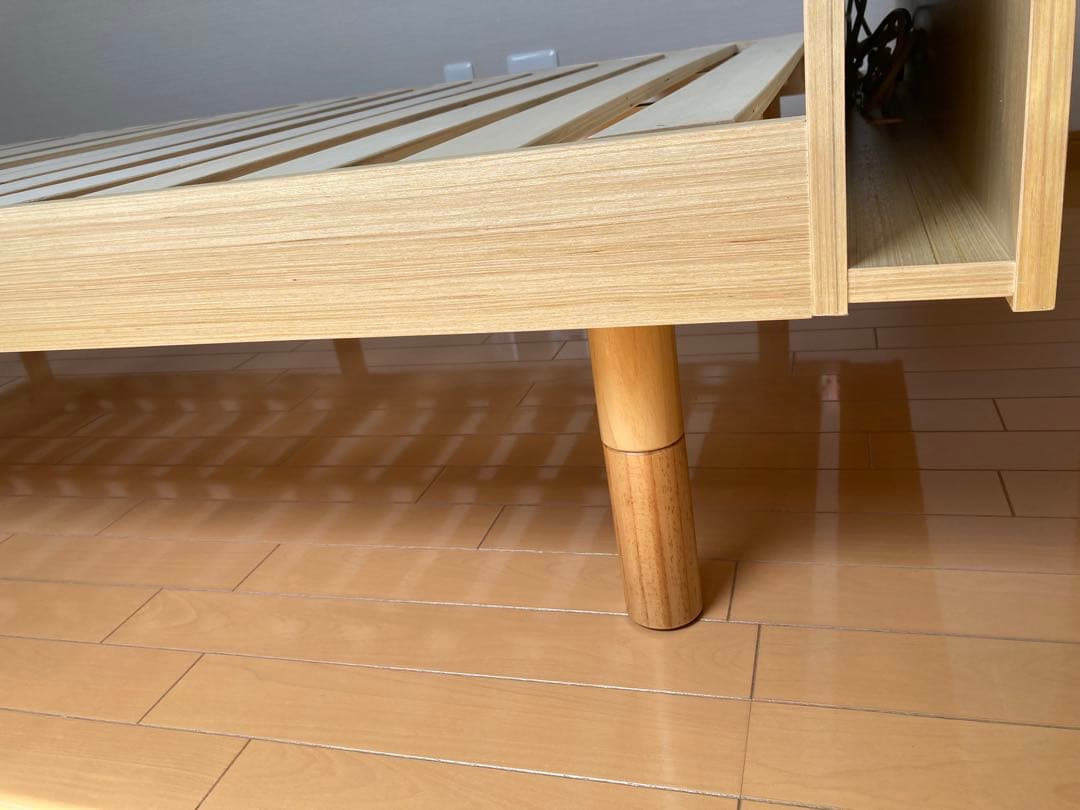 【そら】セミダブルベッド すのこ棚 コンセント付 高さ調整 天然木パイン材