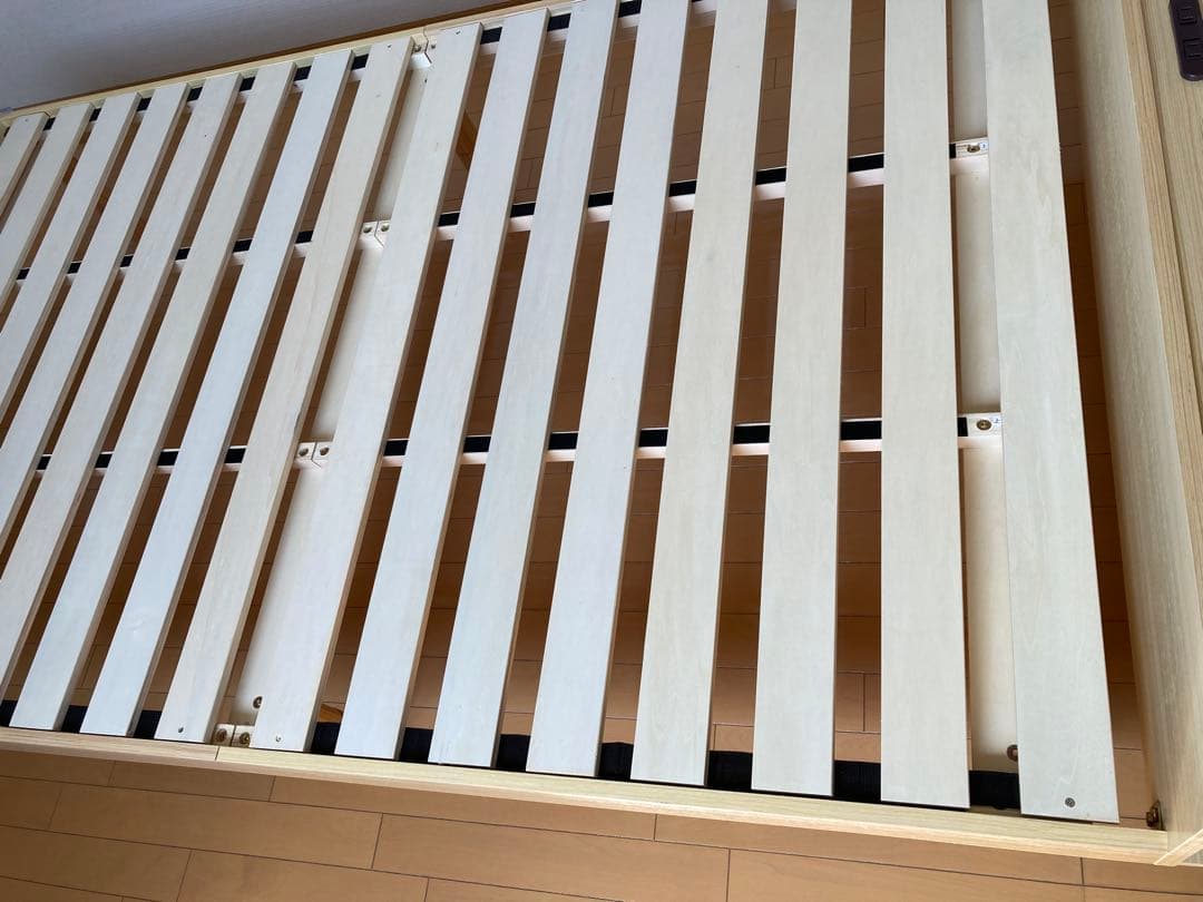 【そら】セミダブルベッド すのこ棚 コンセント付 高さ調整 天然木パイン材