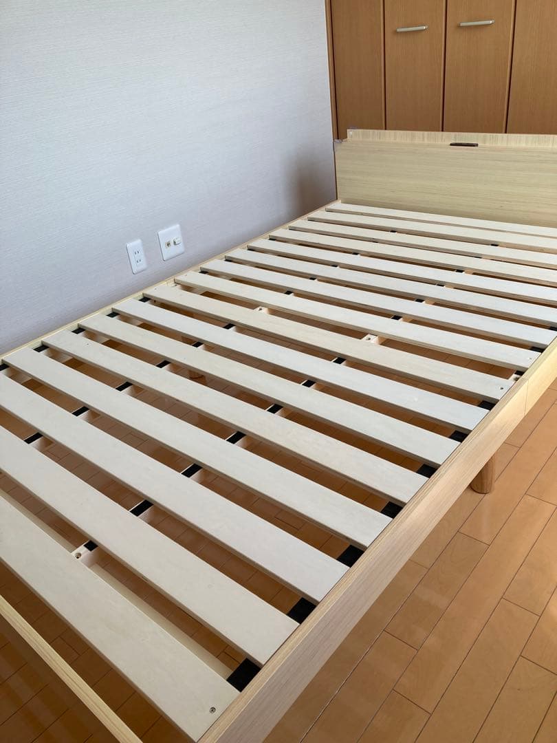 【そら】セミダブルベッド すのこ棚 コンセント付 高さ調整 天然木パイン材