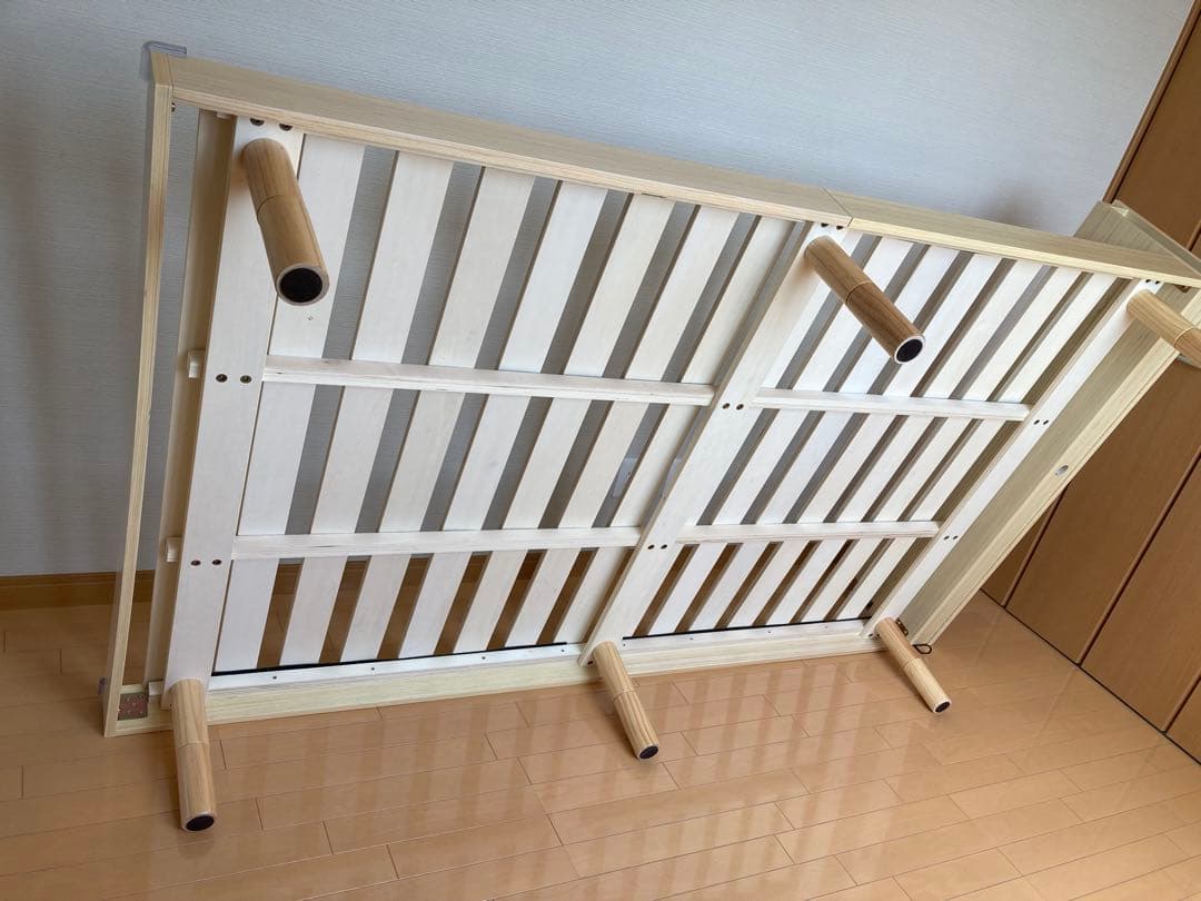 【そら】セミダブルベッド すのこ棚 コンセント付 高さ調整 天然木パイン材