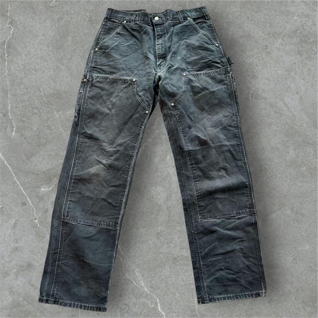 h*読様 【Carhartt】USA製B01 ダブルニー 炭黒フェード#483