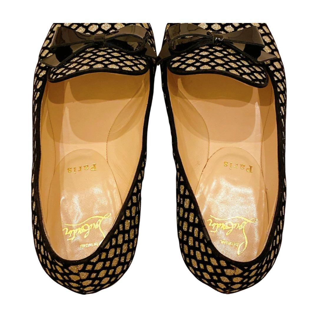 ルブタン　オペラ　フラット　グリッター　シューズ　37