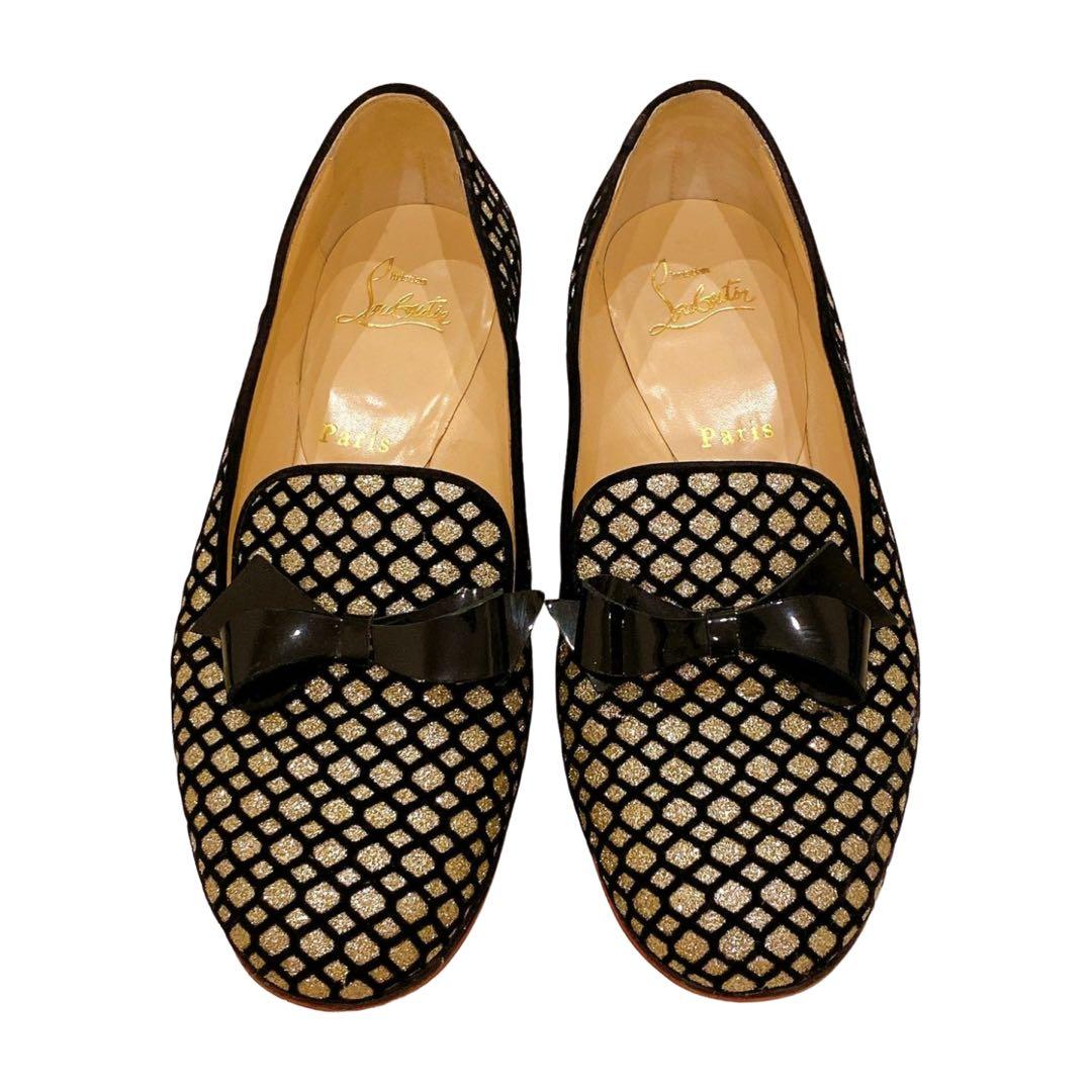 ルブタン　オペラ　フラット　グリッター　シューズ　37