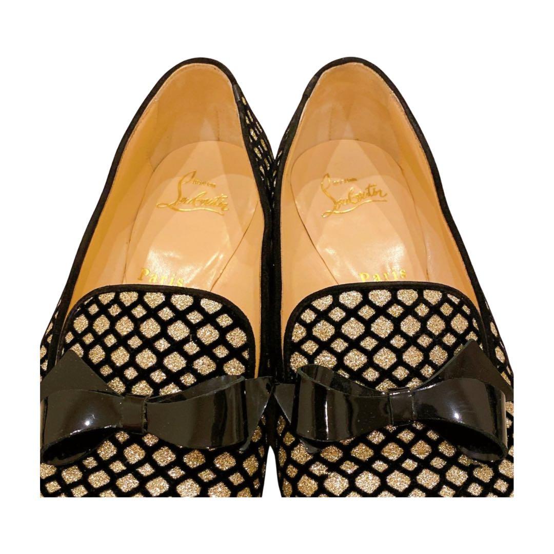 ルブタン　オペラ　フラット　グリッター　シューズ　37