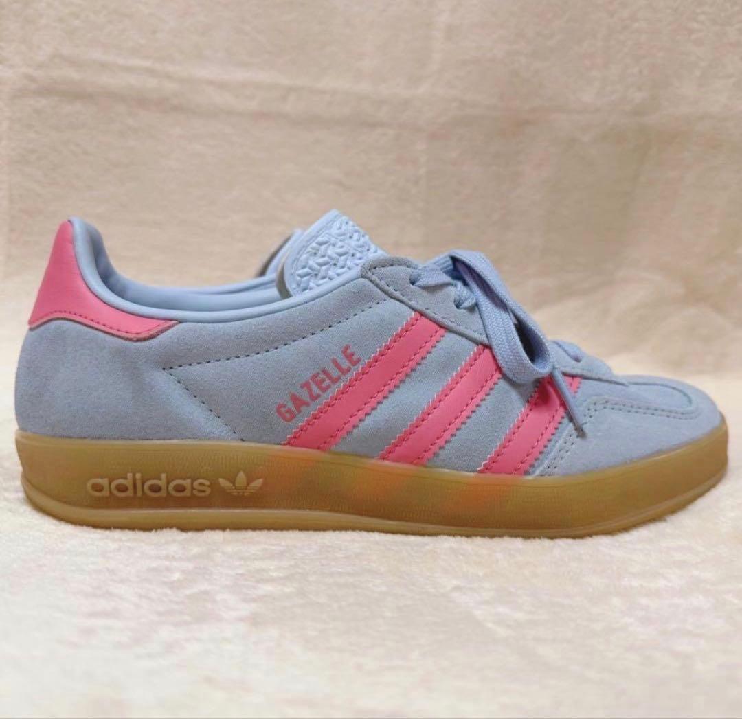 adidas ガゼル 23.0cm ライトブルー ピンク 美品 アディダス