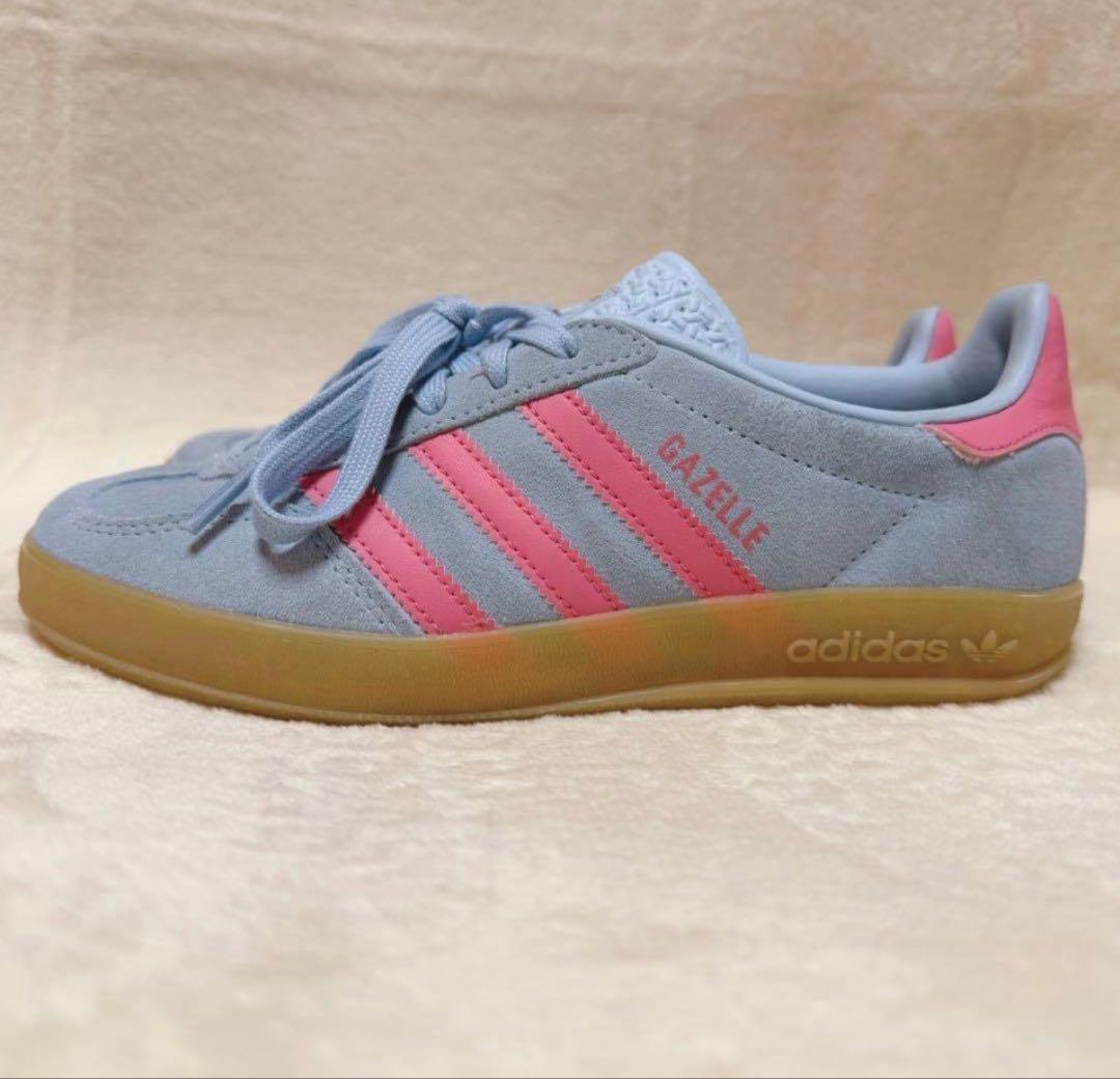 adidas ガゼル 23.0cm ライトブルー ピンク 美品 アディダス