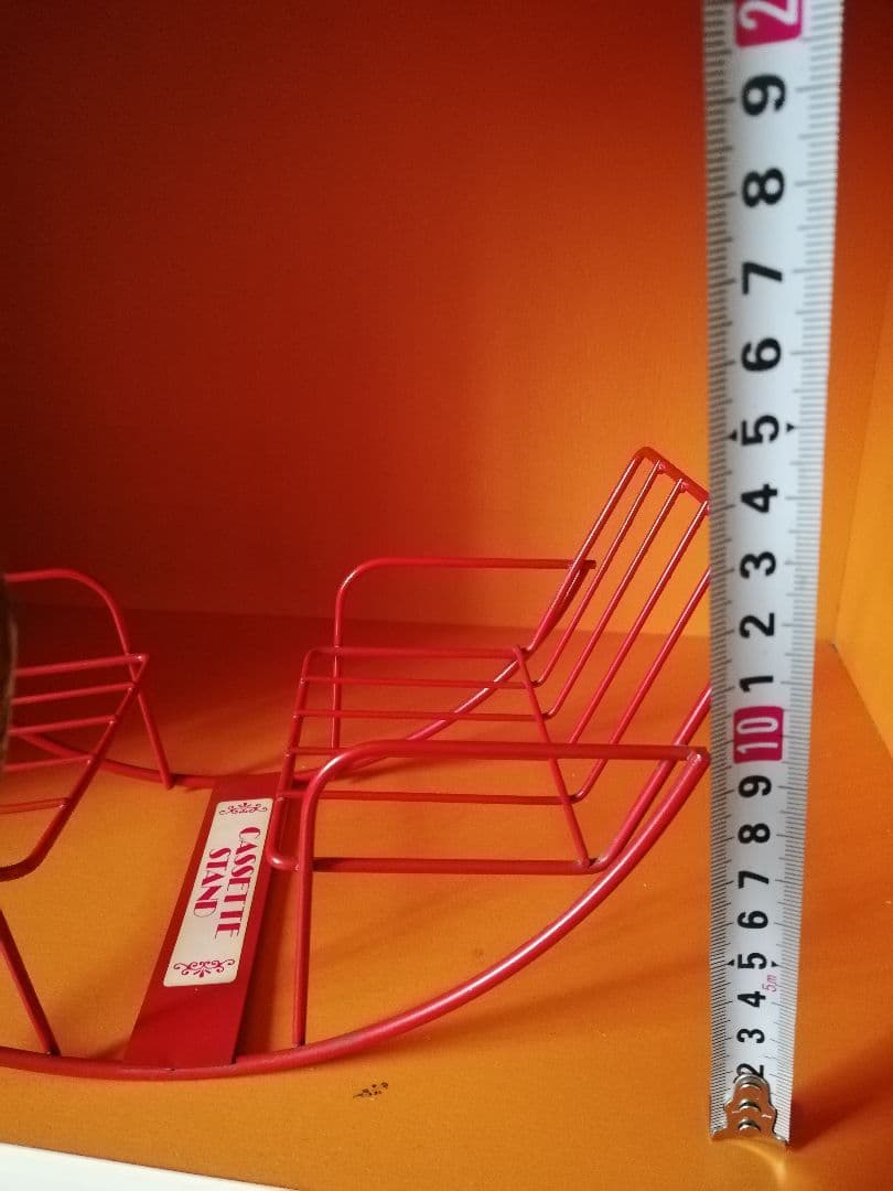 カセットテープ　カセットスタンド　昭和レトロ　ファンシー　80年代　赤　ラック