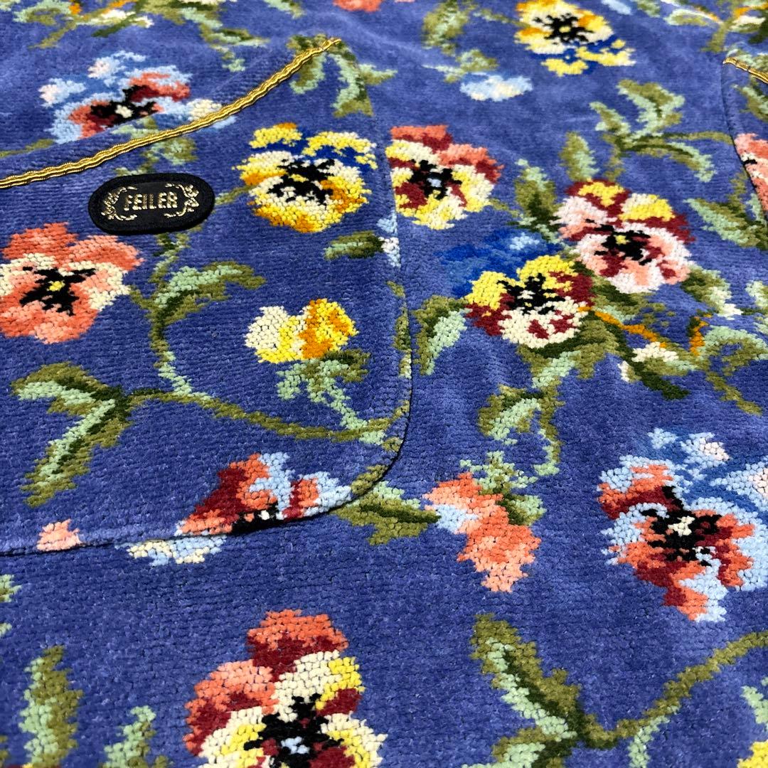 FEILER フェイラー 花柄エプロン ブルー