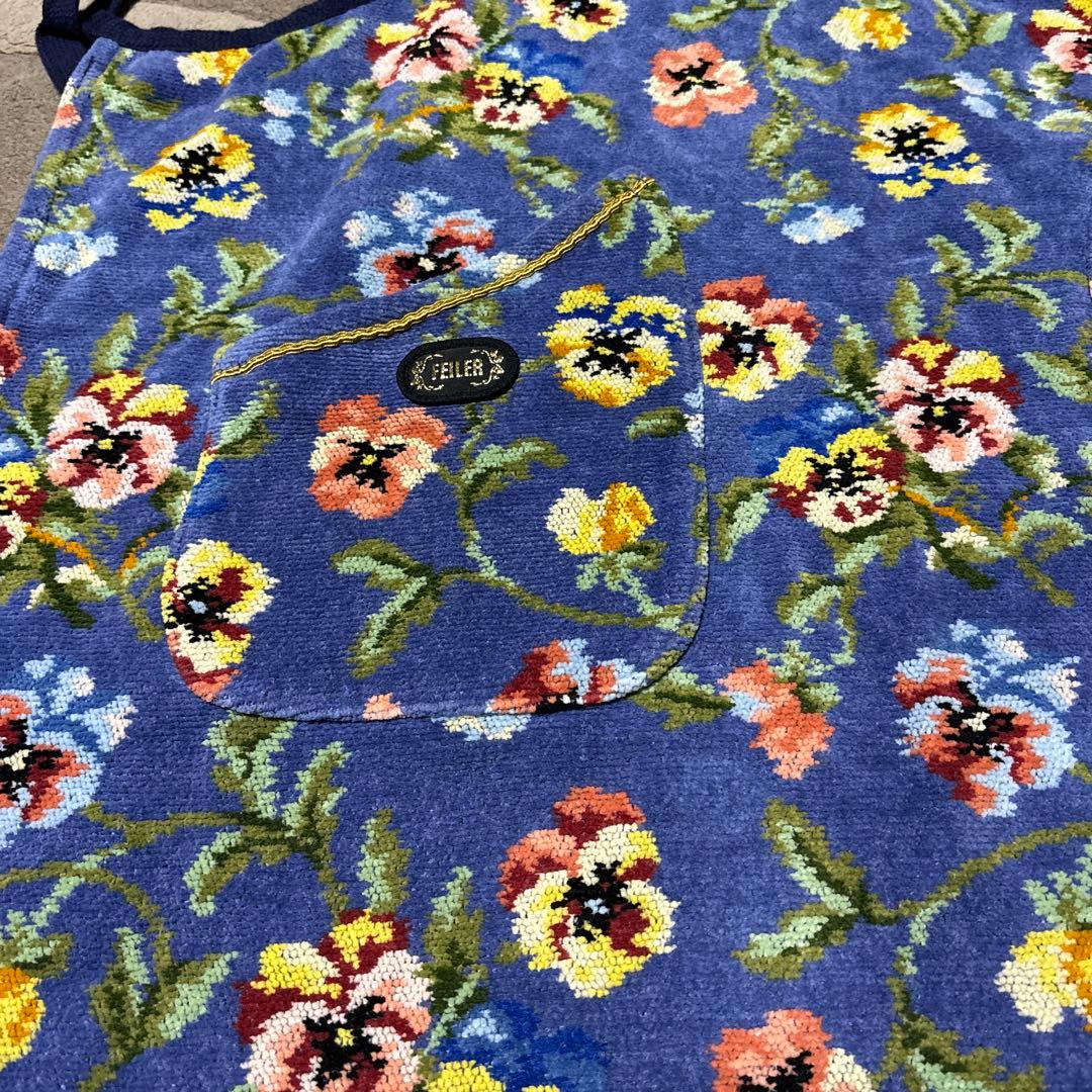 FEILER フェイラー 花柄エプロン ブルー