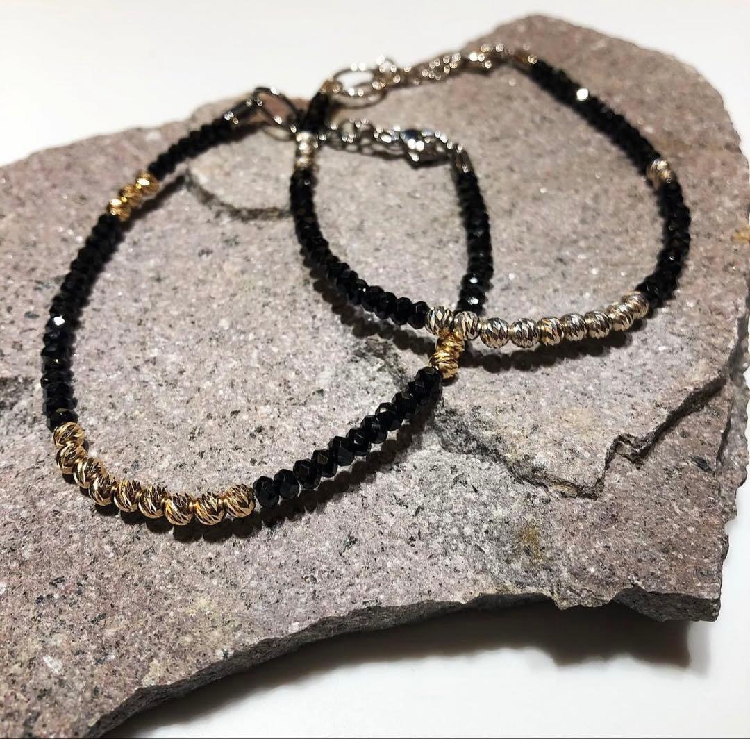 SJX ブラックスピネル グリッター アンクレット