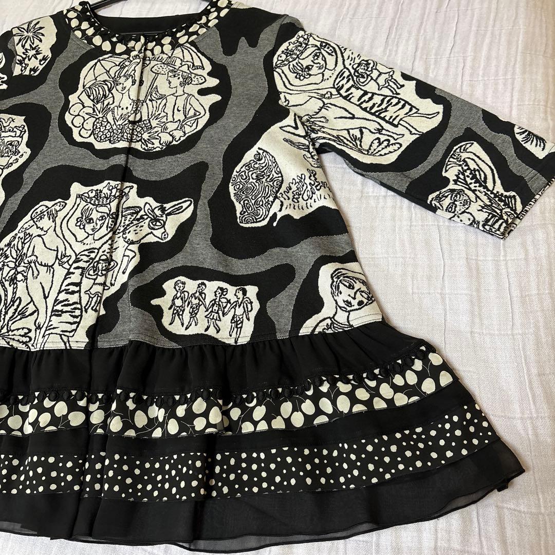 【未使用に近い】✨トクコプルミエヴォル✨女性.動物.魚の柄の前開きチュニック❤️