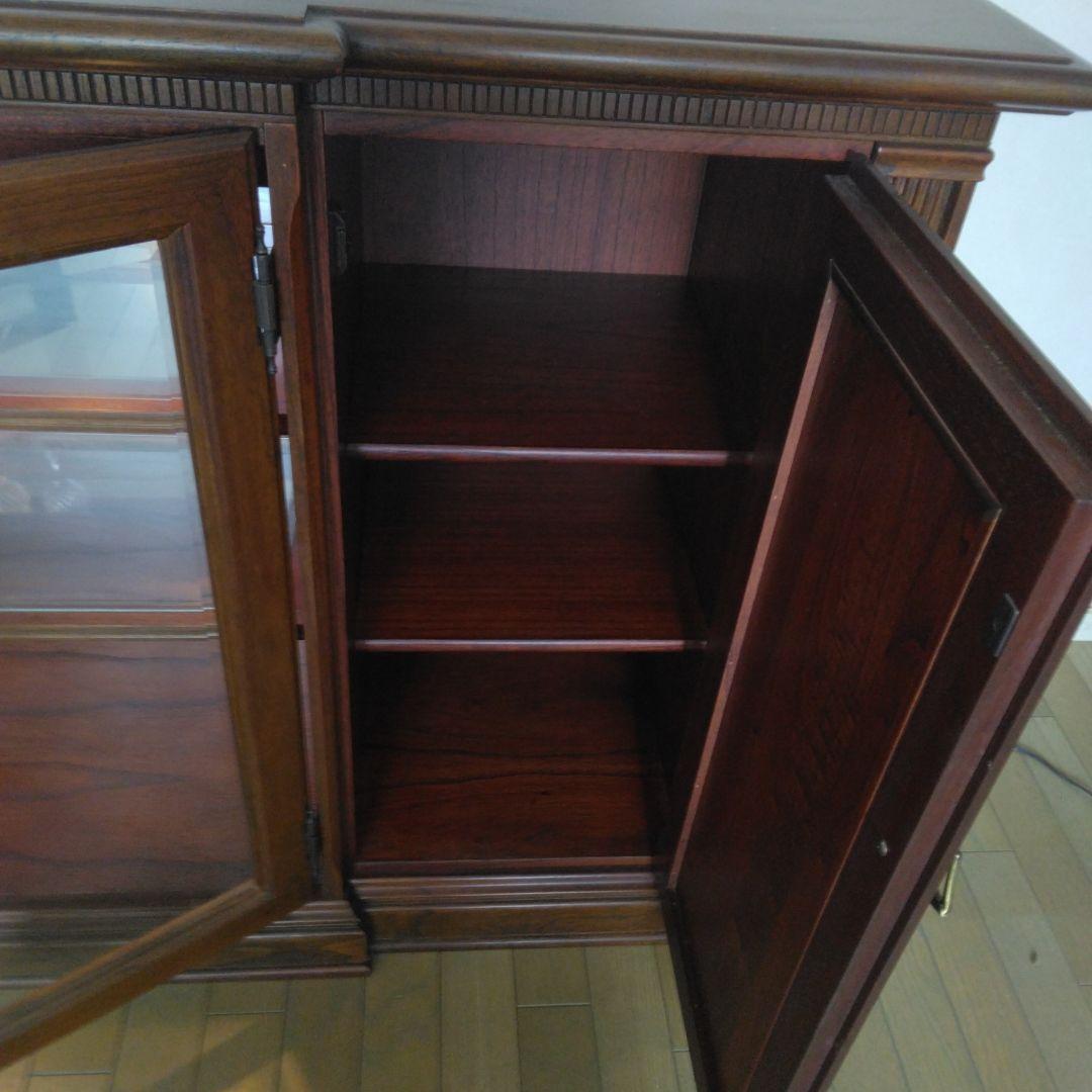 アンティーク 木製ガラス扉キャビネット サイドボード