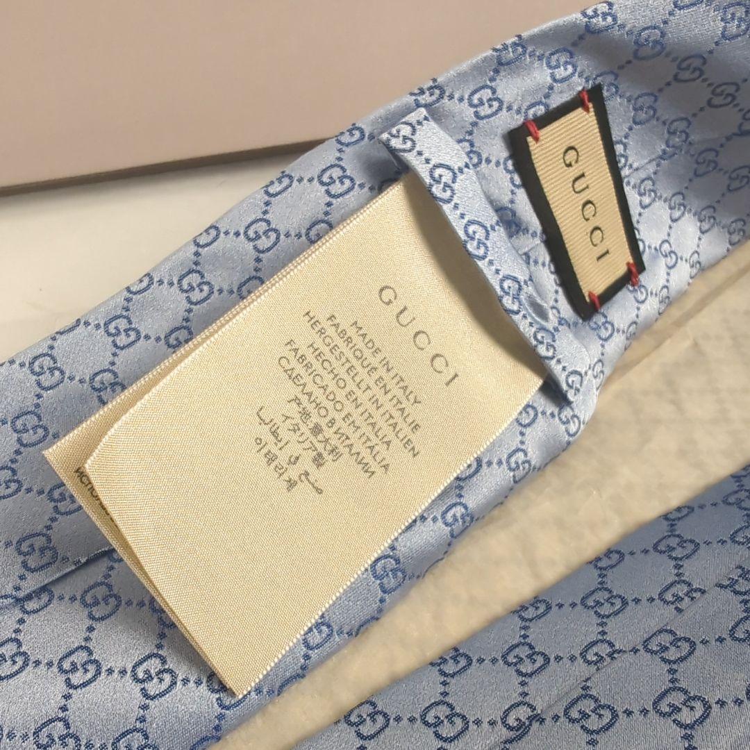 【美品】GUCCI グッチ GG柄 ロゴ 総柄 ネクタイ ブルー系