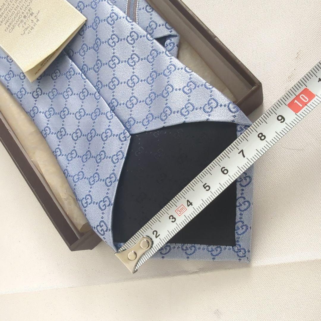【美品】GUCCI グッチ GG柄 ロゴ 総柄 ネクタイ ブルー系