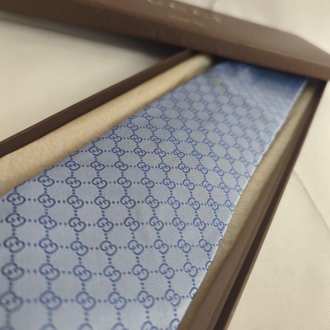 【美品】GUCCI グッチ GG柄 ロゴ 総柄 ネクタイ ブルー系