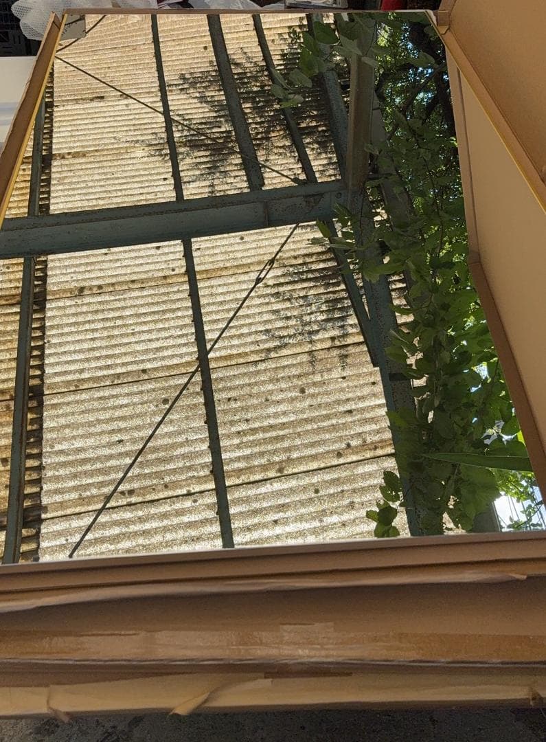 【中古】スタンドミラー 壁掛け 割れない鏡 幅100x160cm 金色 14番