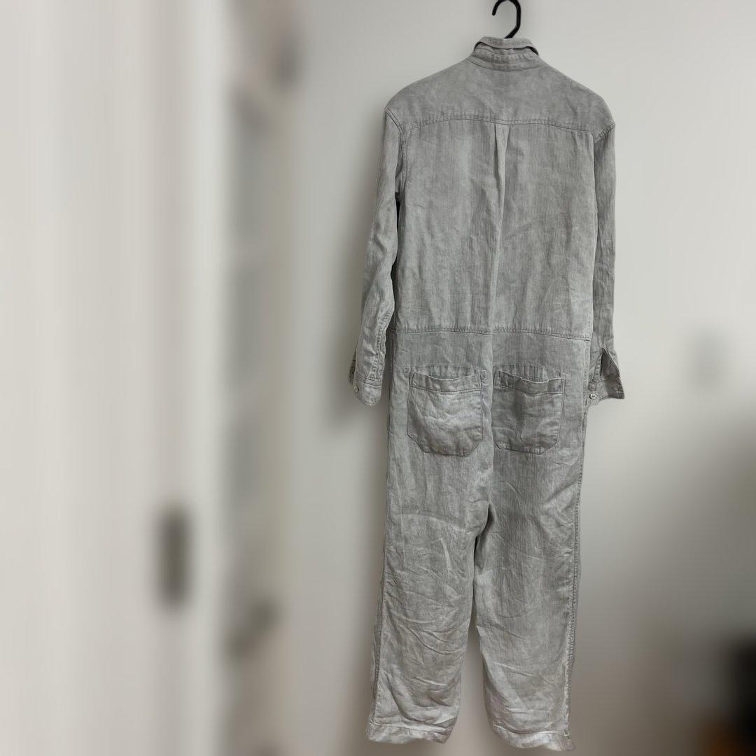 TOUJOURS トゥジュー　オールインワン　つなぎ　リネン　麻　ヘリンボーン