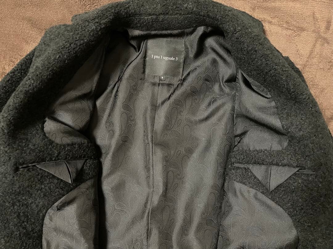 1piu1uguale3 ブラック　ボア　チェスターコート サイズ3