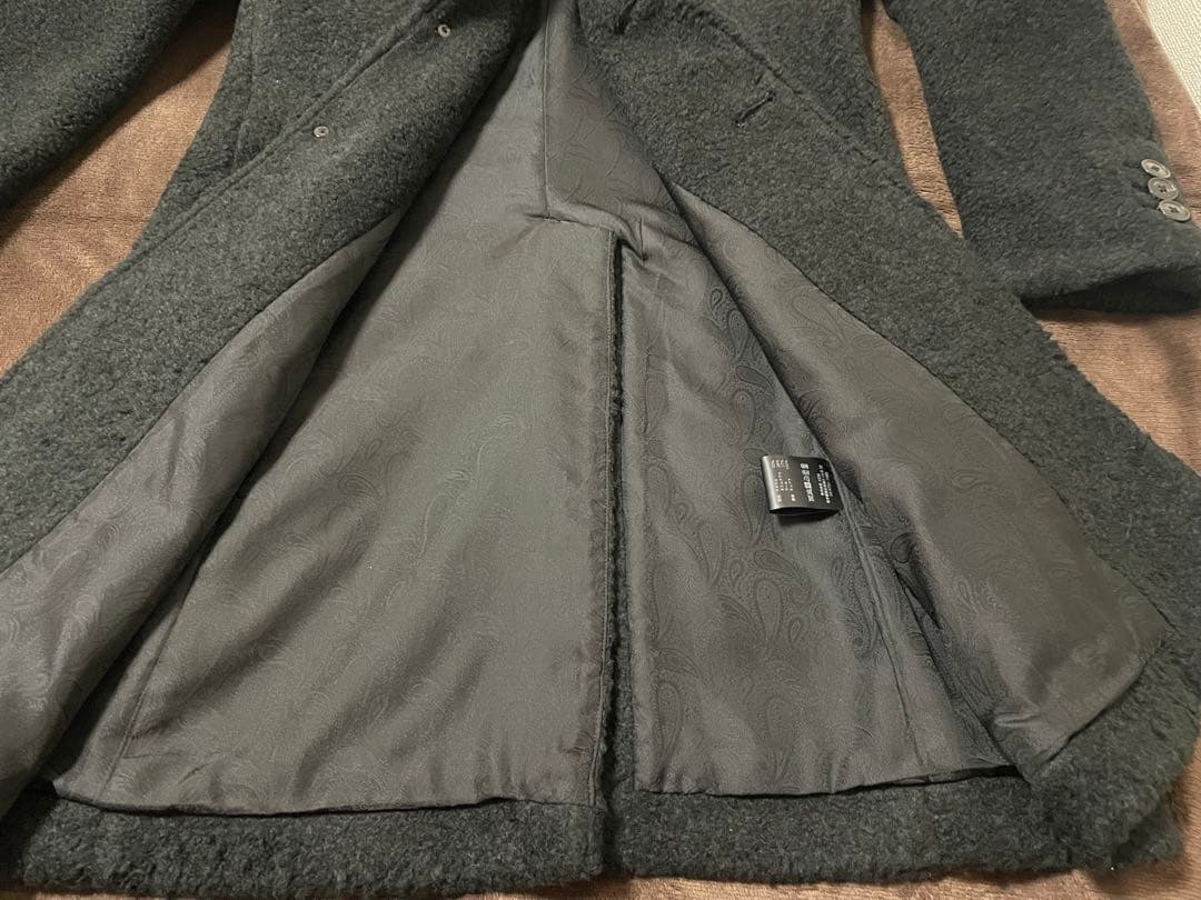 1piu1uguale3 ブラック　ボア　チェスターコート サイズ3