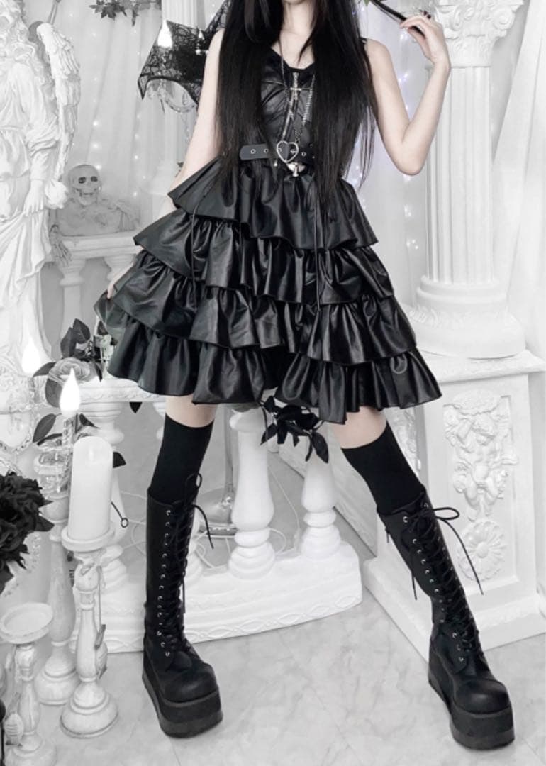 ONE PIECE × QOOZA レザーワンピース ロリータ パンク