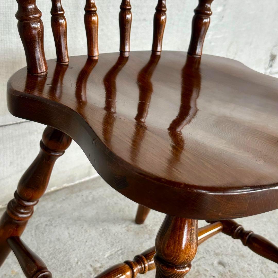 ✿昭和レトロ✿飛騨産業 キツツキマーク 上質ウィンザーチェア　ダイニングチェア