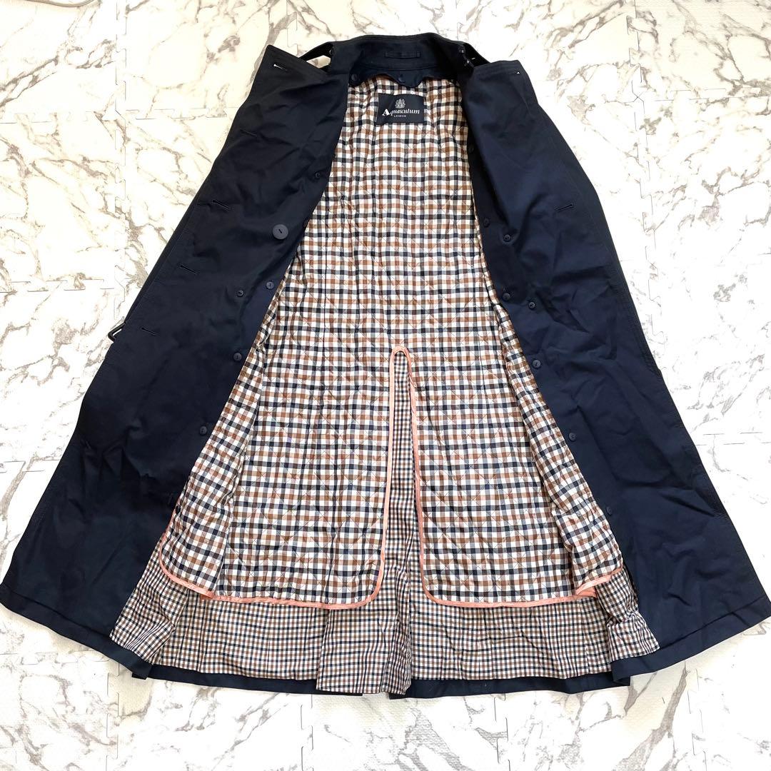 【美品】アクアスキュータム　トレンチコート ベルト　ライナー付　チェック