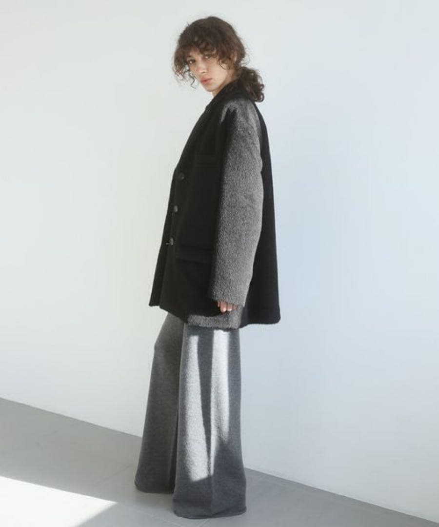 【定価60%オフ】黒 シャギーオーバーコート ブリル BRILL