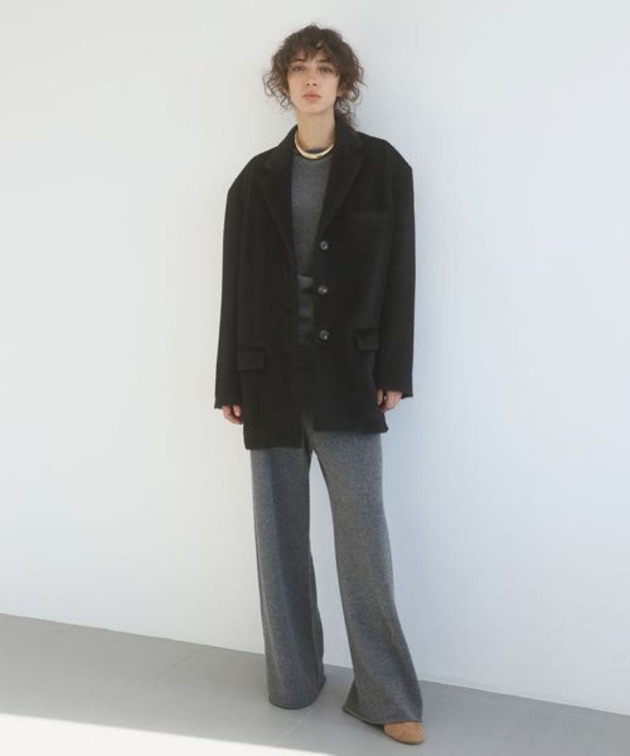 【定価60%オフ】黒 シャギーオーバーコート ブリル BRILL