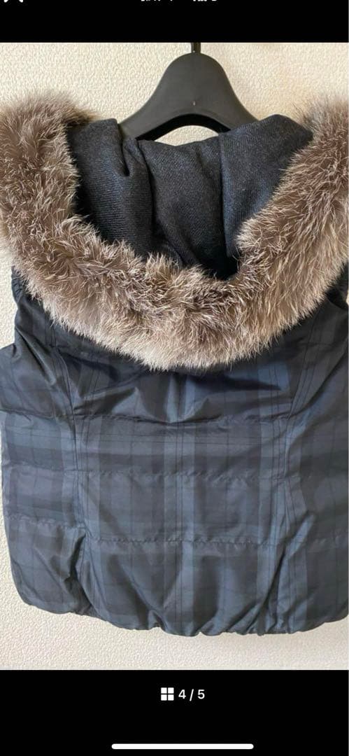 ANAYI【美品】 ダウンベストリバーシブル フォックスファー 黒ダークグレー