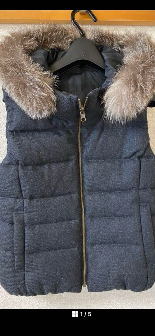 ANAYI【美品】 ダウンベストリバーシブル フォックスファー 黒ダークグレー