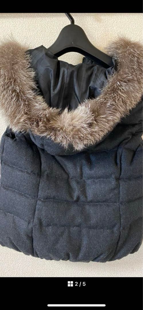ANAYI【美品】 ダウンベストリバーシブル フォックスファー 黒ダークグレー