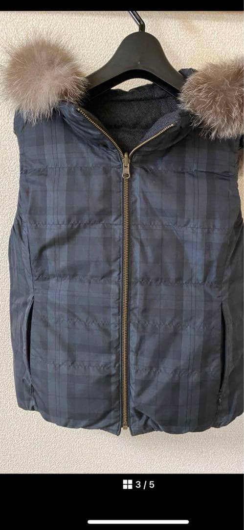 ANAYI【美品】 ダウンベストリバーシブル フォックスファー 黒ダークグレー