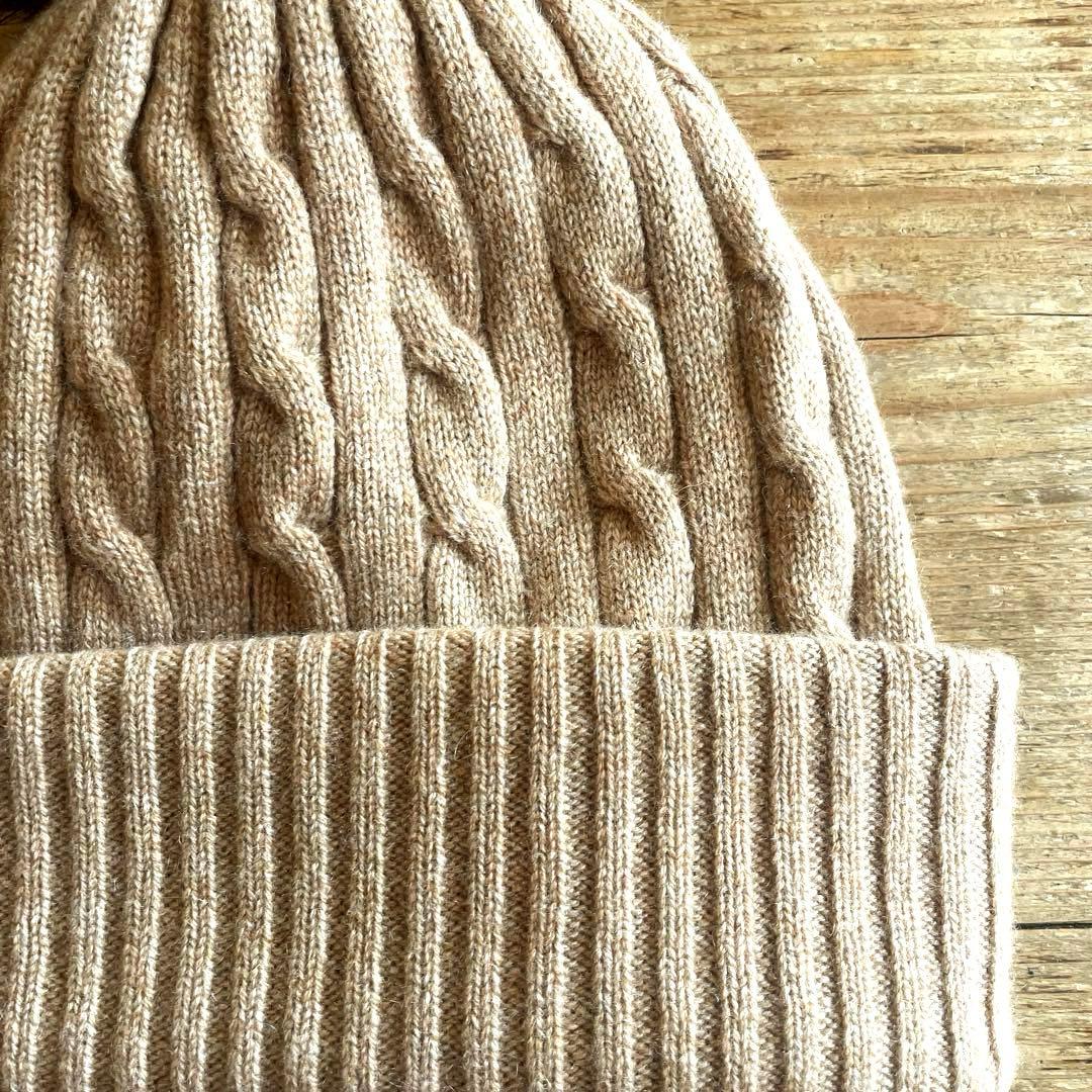 新品 ラルフローレン カシミヤ100% ケーブル ニット帽 ポンポン キャップ