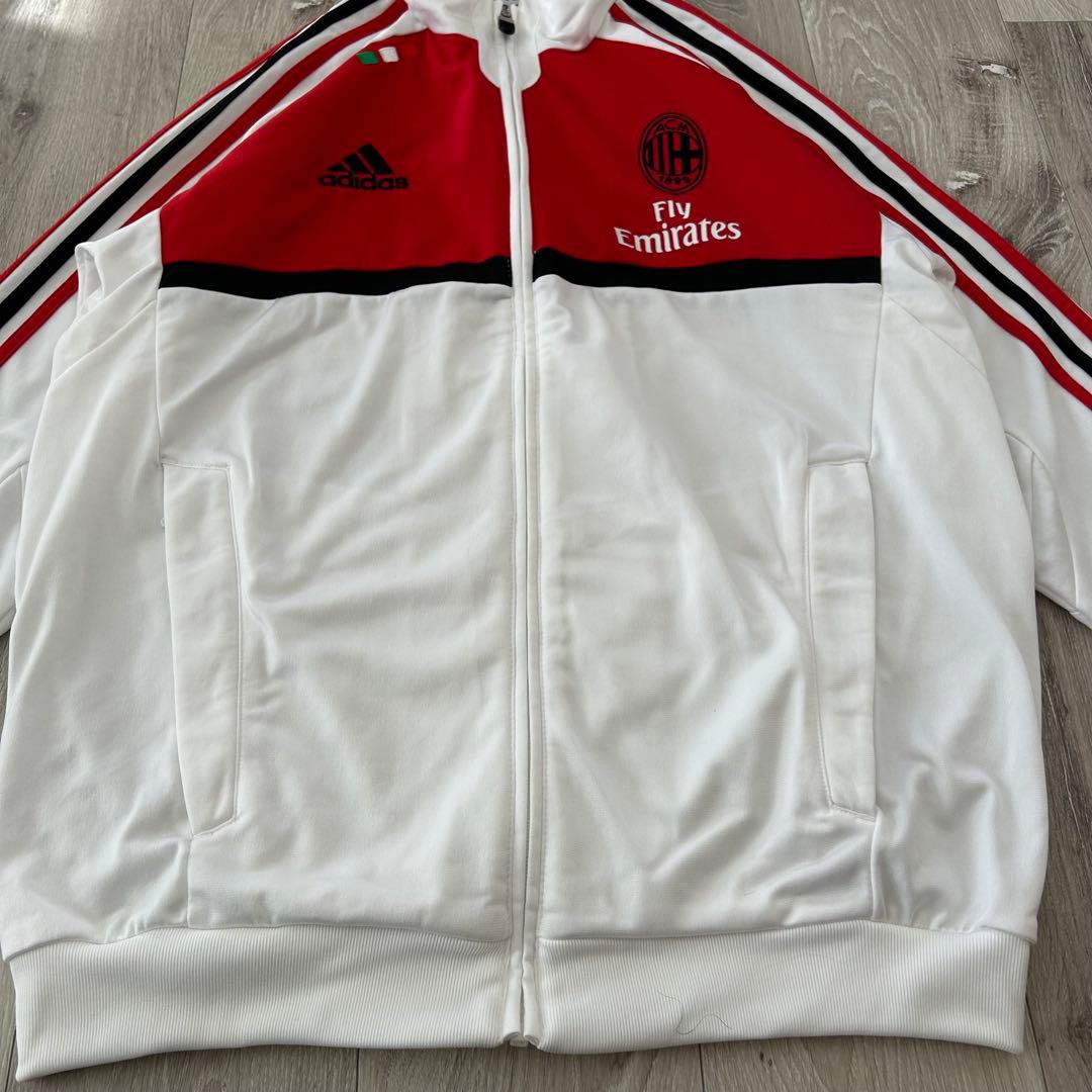 adidas AC MILAN トラックジャケット ジャージ 白赤 O 刺繍
